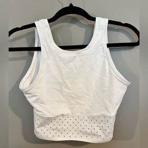 Cropped, all- white lululemon tank top with mesh bottom